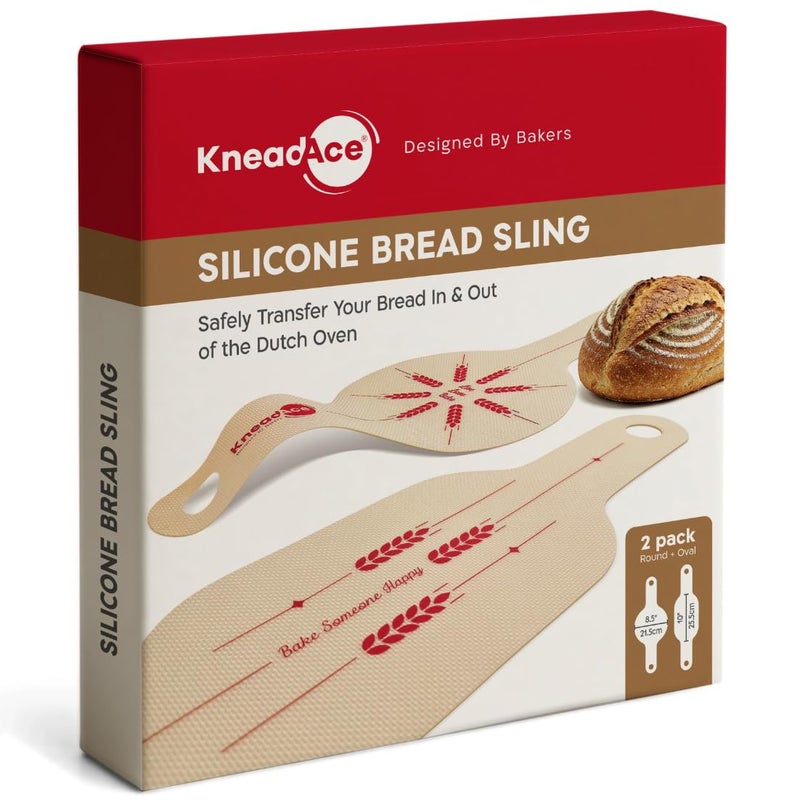 KneadAce Silicone Bread Sling Set Of Oval & Round with Long Handles, Nonstickï¼†Reusable Easy-Lift Baking Mat Easy Clean Dutch Oven Liners, Sourdough Baking Supplies, Ideal As Gift For Bakers - Image 1