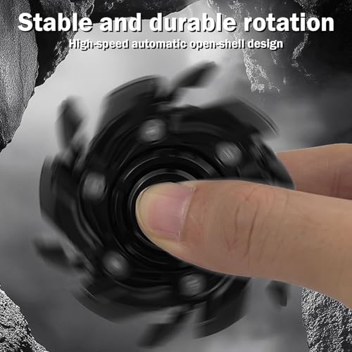 YVBBHE Metal Fidget Spinner for Adults Open Armor Executive Desk Toy for Office Cool Magnet Fidgets EDC Toys for Stress Relief Spin Activated Transformation Spinners for ADHD Autism Black - Image 5