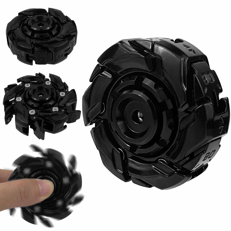YVBBHE Metal Fidget Spinner for Adults Open Armor Executive Desk Toy for Office Cool Magnet Fidgets EDC Toys for Stress Relief Spin Activated Transformation Spinners for ADHD Autism Black - Image 3