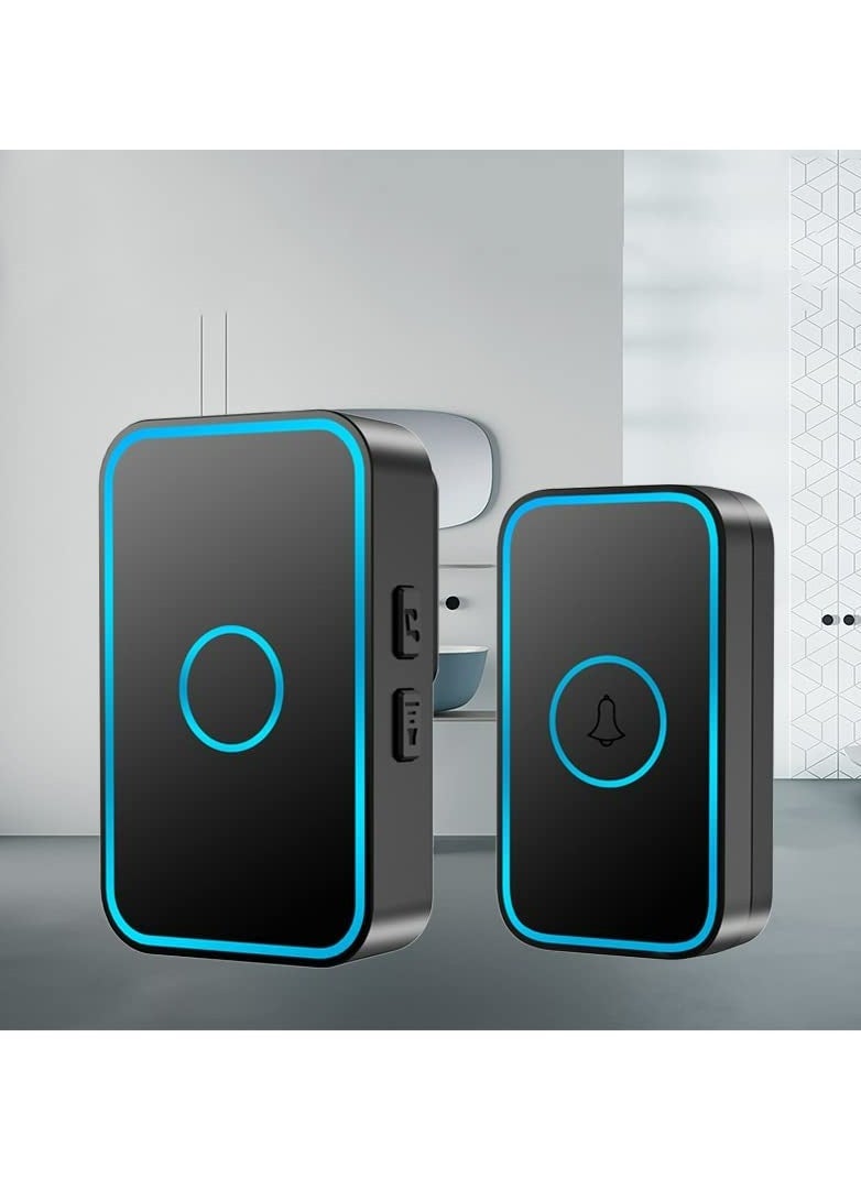 Excefore - Wireless Doorbell with Plug-in Receiver IP55 Waterproof Doorbell 1000ft Range Plug-in Cordless Door Chime Kit 5 Volume Levels 60 Chimes & LED Flash For Home Office Classroom Use - Image 1