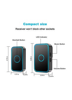Excefore Wireless Doorbell with Plug-in Receiver IP55 Waterproof Doorbell 1000ft Range Plug-in Cordless Door Chime Kit 5 Volume Levels 60 Chimes & LED Flash For Home Office Classroom Use  - Image 5