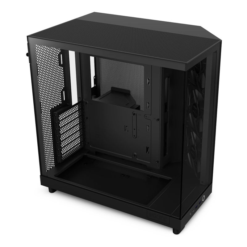 NZXT H6 Flow | CC-H61FB-01 | Compact Dual-Chamber Mid-Tower Airflow Case | Panoramic Glass Panels | High-Performance Airflow Panels | Includes 3 x 120mm Fans | Cable Management | Black - Image 1
