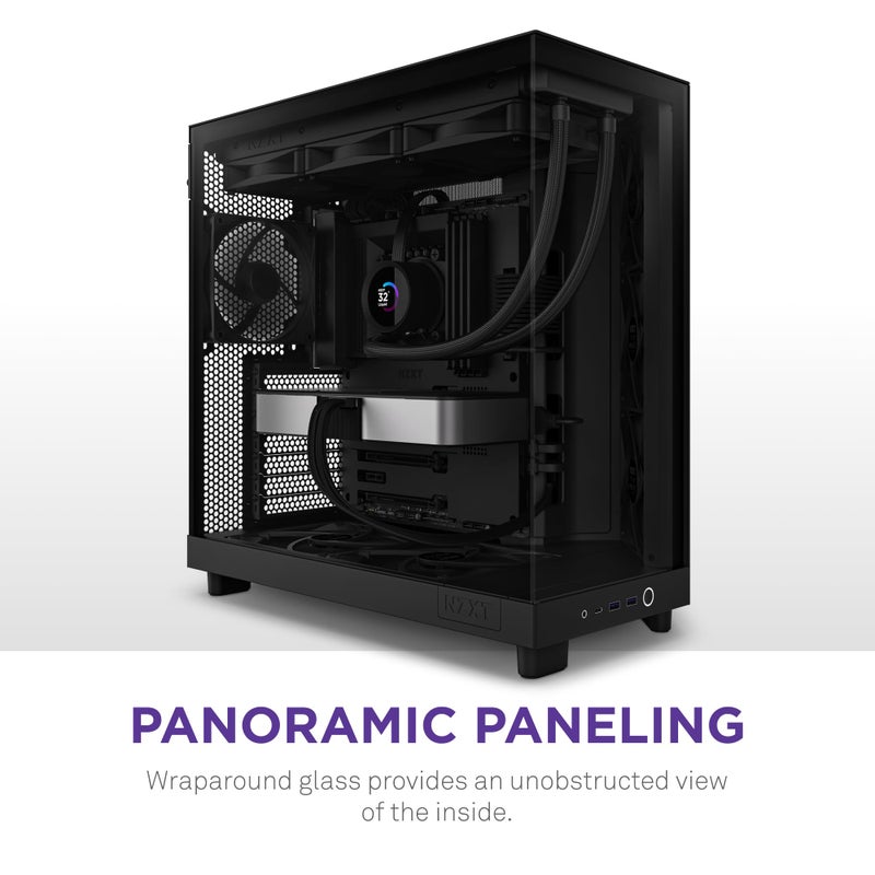 NZXT H6 Flow | CC-H61FB-01 | Compact Dual-Chamber Mid-Tower Airflow Case | Panoramic Glass Panels | High-Performance Airflow Panels | Includes 3 x 120mm Fans | Cable Management | Black - Image 2