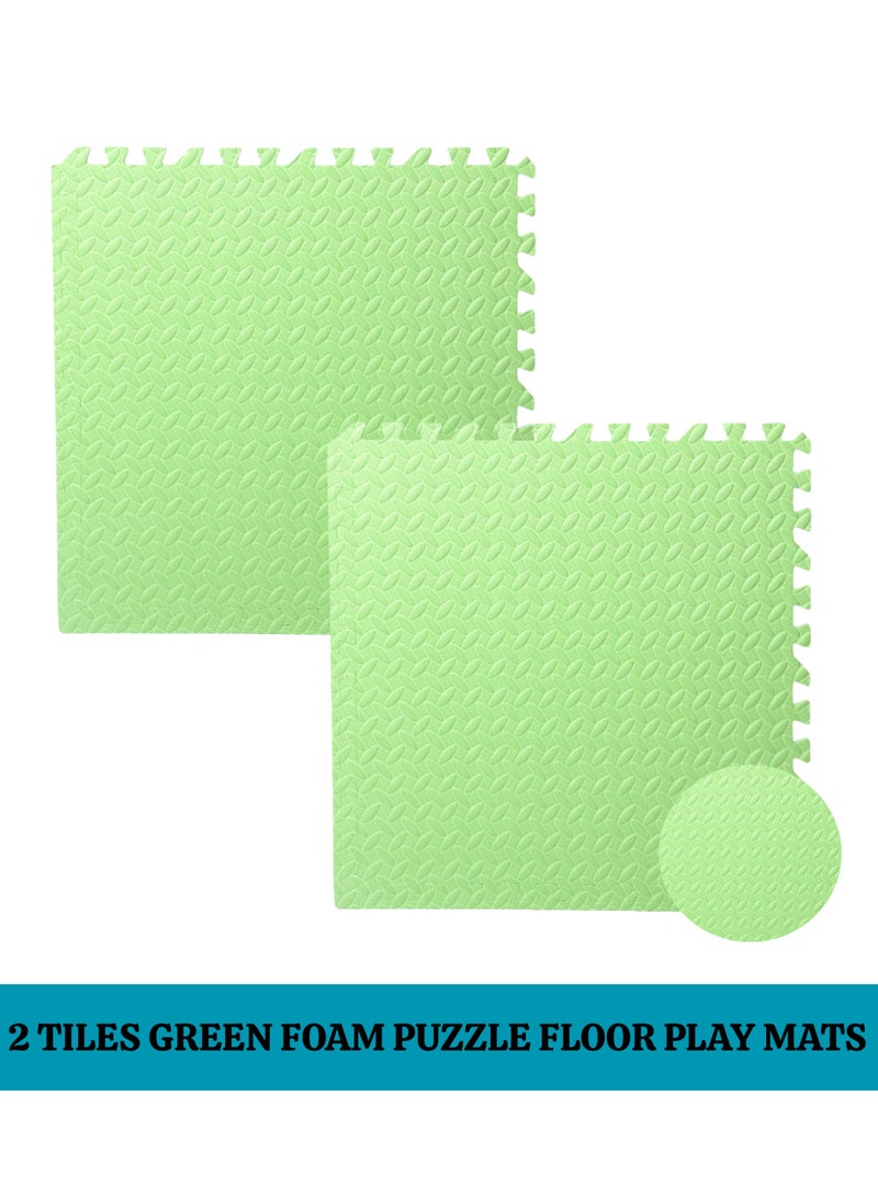GoldenLike Foam Floor Mat, 60*60cm Puzzle Foam Mat with Borders Interlocking Baby Play Mat Gym Mat Kids Floor Mats Crawling Rug Anti-slip Mat Protective Foam Padding for Home, Gym, 2 Pcs Green - Image 2