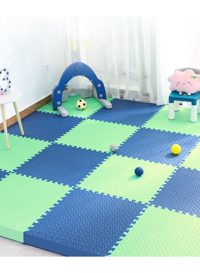 GoldenLike Foam Floor Mat, 60*60cm Puzzle Foam Mat with Borders Interlocking Baby Play Mat Gym Mat Kids Floor Mats Crawling Rug Anti-slip Mat Protective Foam Padding for Home, Gym, 2 Pcs Green - Image 1