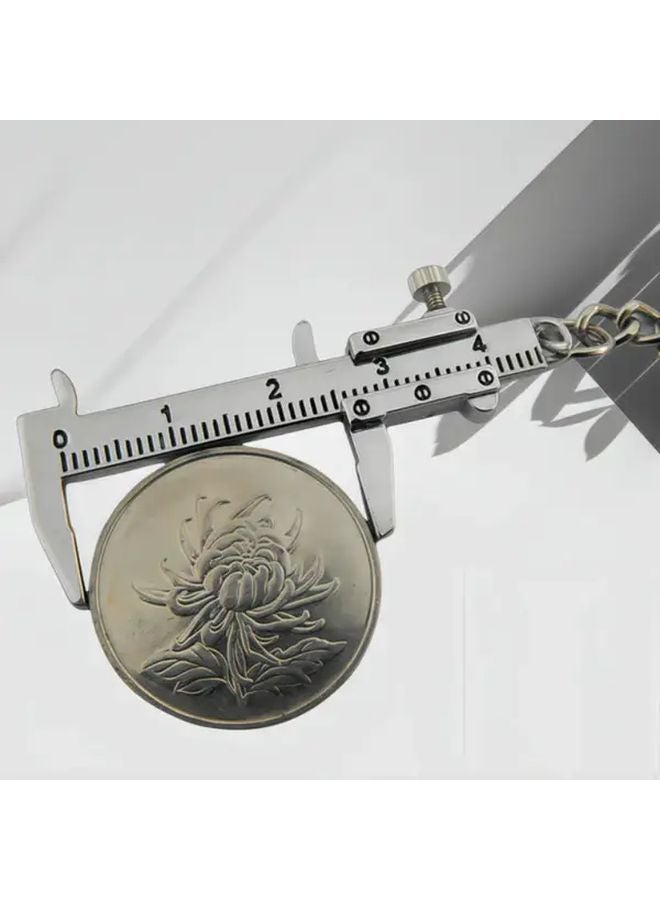 2pcs Silvery Zinc Alloy Miniature Keychain Pendant with Ruler Scale Portable Measuring Tool - Image 3