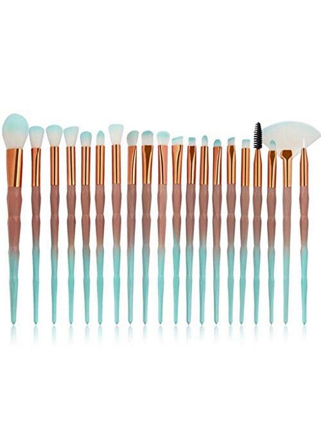 Tenmon Eye Brush Set 20 Pcs Unicorn Eyeshadow Eyeliner Blending Crease It Makeup Brushes Make Up Foundation Eyebrow Eyeliner Blush Cosmetic Concdealer Brushes (Green) - Image 3