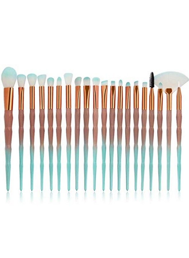Tenmon Eye Brush Set 20 Pcs Unicorn Eyeshadow Eyeliner Blending Crease It Makeup Brushes Make Up Foundation Eyebrow Eyeliner Blush Cosmetic Concdealer Brushes (Green) - Image 1