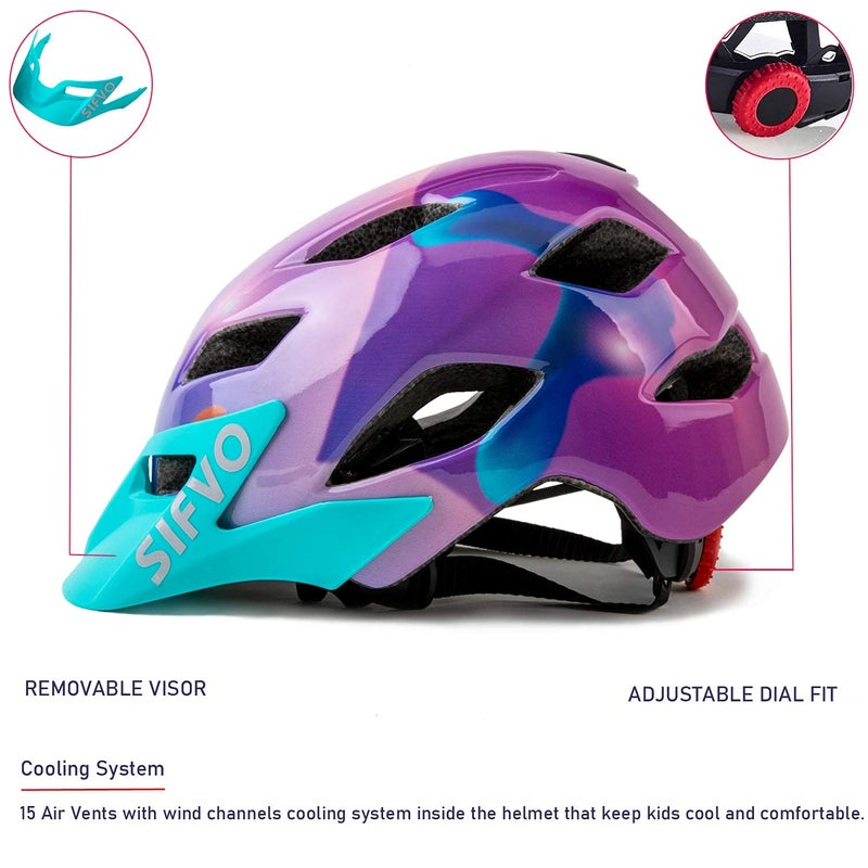 SIFVO Kids Helmet, SIFVO Kids Bike Helmet Boys and Girls Bike Helmet with Cool Visor Helmet for Kids 5-14, Kids Bike Helmets Youth Bike Helmet Adjustable & Lightweight 50-57cm - Image 2