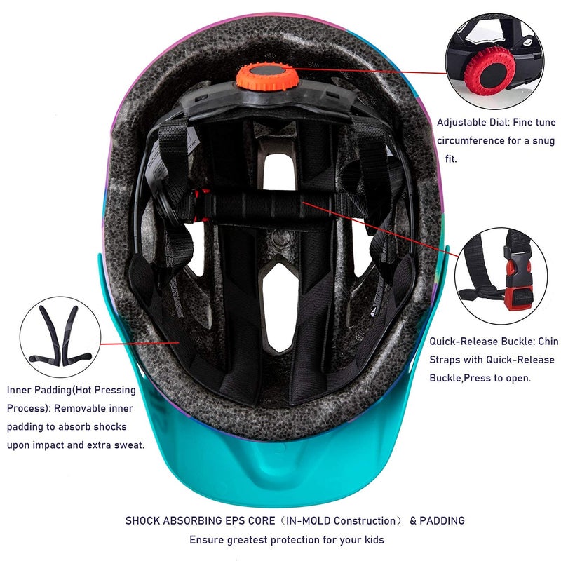 SIFVO Kids Helmet, SIFVO Kids Bike Helmet Boys and Girls Bike Helmet with Cool Visor Helmet for Kids 5-14, Kids Bike Helmets Youth Bike Helmet Adjustable & Lightweight 50-57cm - Image 3