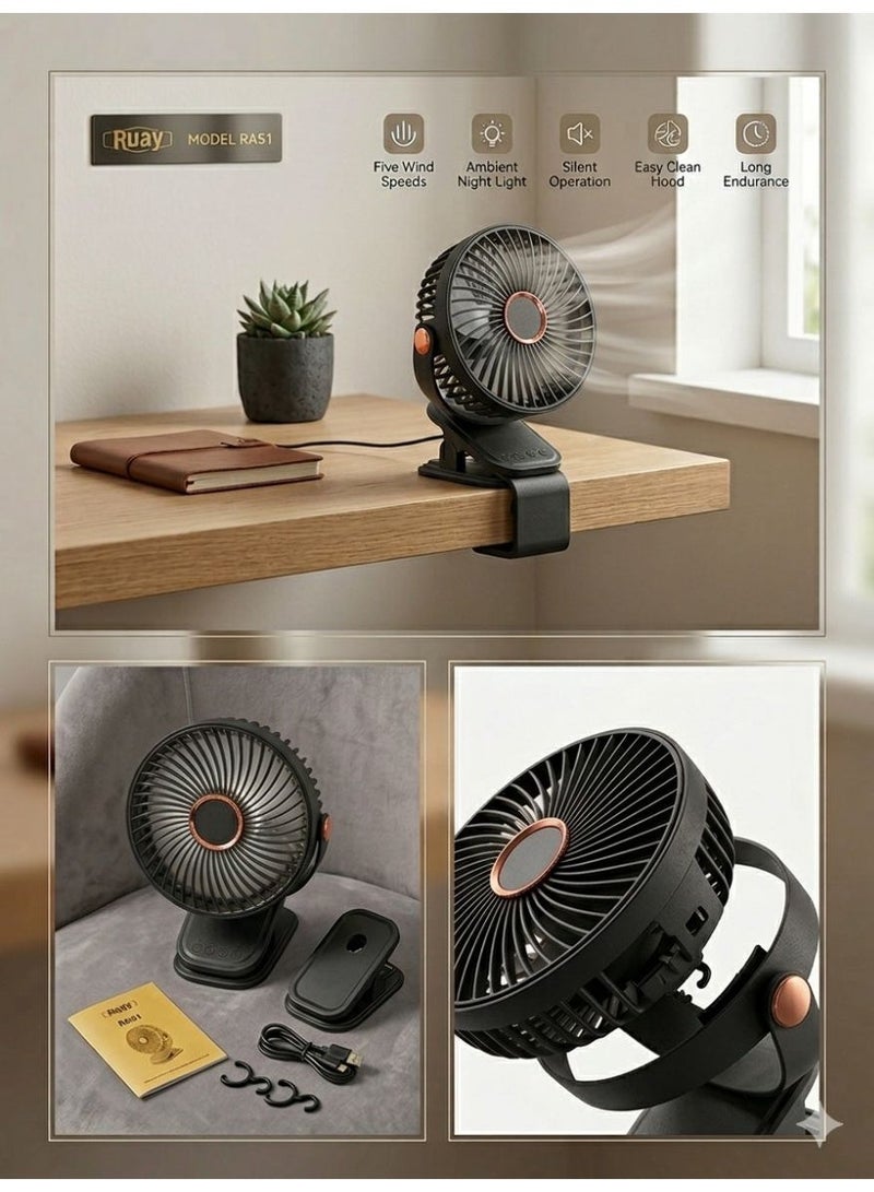 Ruay Portable Clip Fan Strong Clamp – Powerful Quiet Airflow with Practical Design for Everyday Use - Image 1