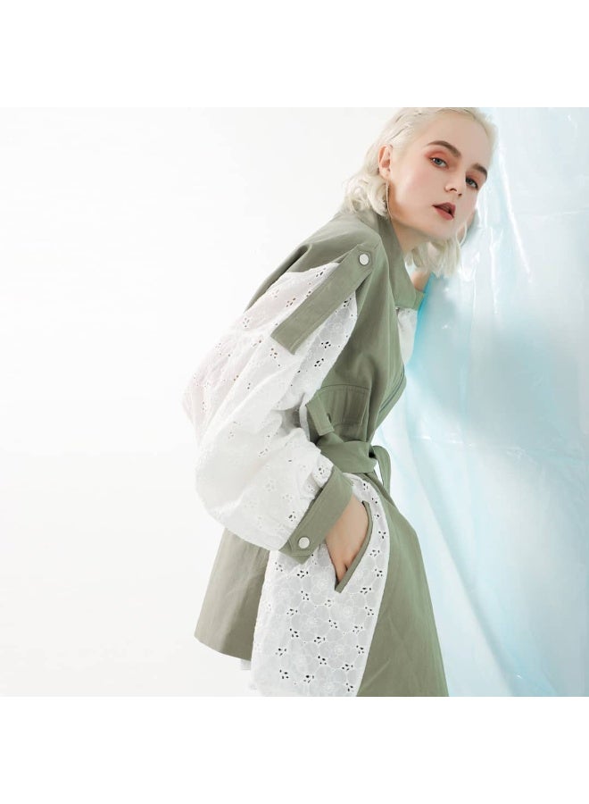 ZAGHOU Lace Patchwork Loose Trench Coat - Image 3