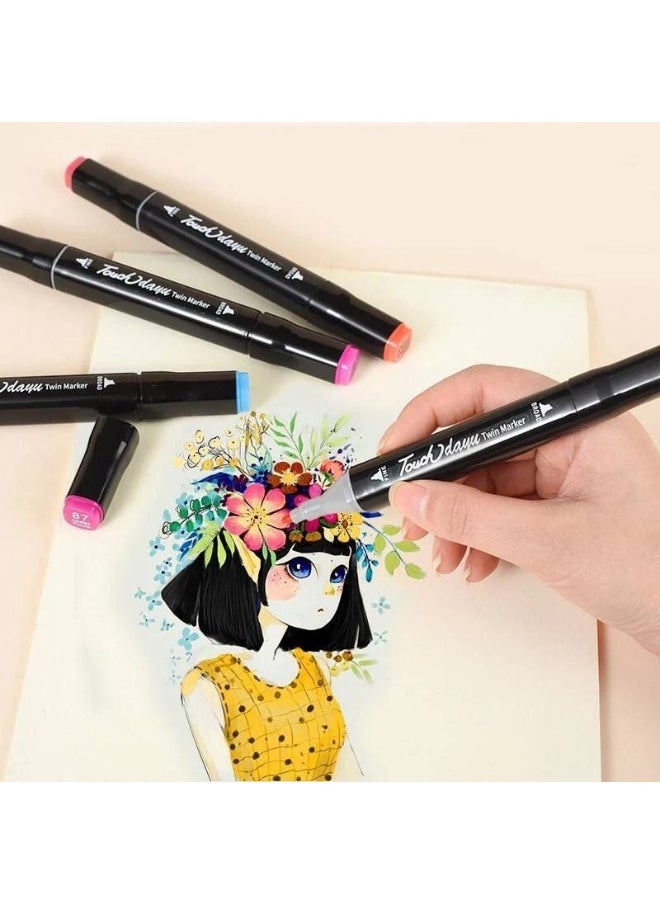 Touch 168 Colors Art Marker Pen Set, Dual Tip Marker Pen with Carrying Bag, Art Supplies for Students, Adults, Artists Drawing, Coloring, Sketching Design  - Image 1