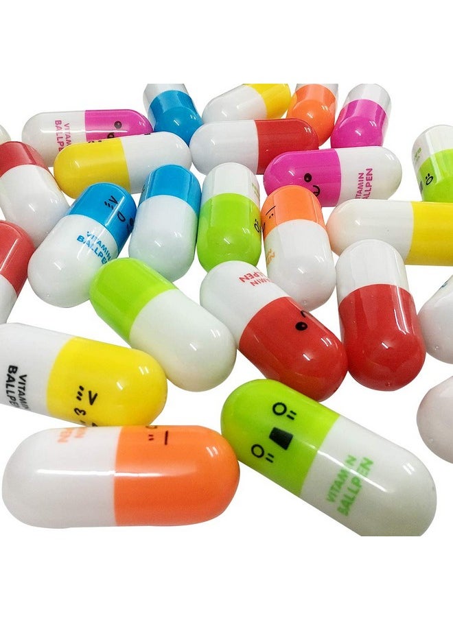 SunAngel - Pill Shaped Pens Retractable Ball Pens,Vitamin Capsule Pens,Nurses Week Office Supplies (24) - Image 1