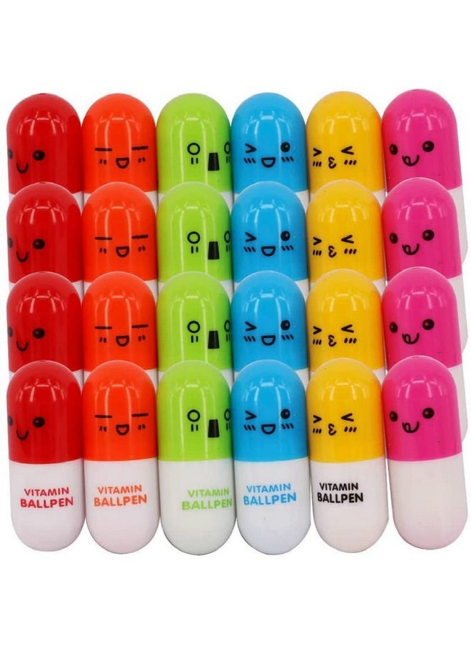 SunAngel - Pill Shaped Pens Retractable Ball Pens,Vitamin Capsule Pens,Nurses Week Office Supplies (24) - Image 1