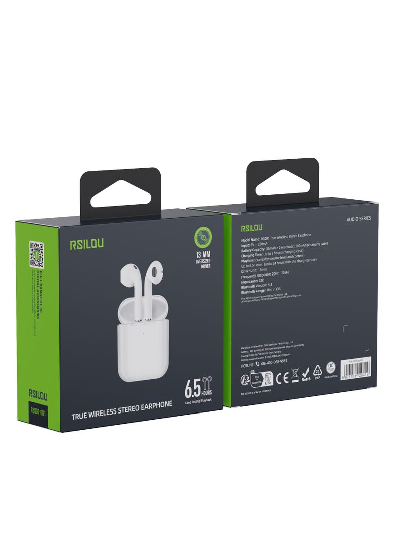 سماعات أذن بلوتوث X1 AirPlus Lite TWS، كشف سعوي ذكي داخل الأذن، بطارية زر فولاذية عالية الأمان، تدوم لفترة أطول، شحن سريع، ضبط مستوى رئيسي للصوت الأصلي، أبيض