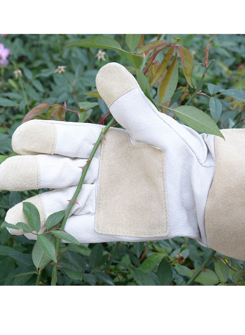 NIBEMINENT Heavy Duty Gardening Gloves, Rose Pruning Gloves for Men & Women, Long Thorn Proof Breathable Leather Gauntlet , Best Garden Gifts Tools Gardener (Large, Beige)  - Image 2