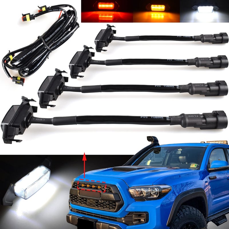 أضواء شبكة أمامية Boigoo لجرار Tacoma TRD Pro ضوء LED أبيض شبكة 2005 2006 2007 2008 2009 2010 2016 2017 2018 2019 مجموعة شبكات Tacoma