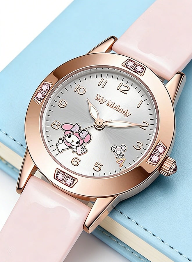 Sanrio Cartoon Sanrio Mymelody Pattern Kids Watch Children Cartoon Quartz Watches Including Cute Cat Pattern WatchesLeather Quartz Watches for Gift - Image 2