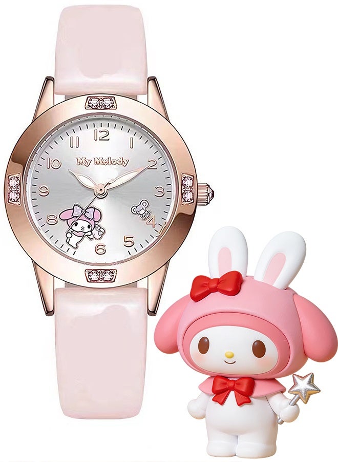 Sanrio Cartoon Sanrio Mymelody Pattern Kids Watch Children Cartoon Quartz Watches Including Cute Cat Pattern WatchesLeather Quartz Watches for Gift - Image 1