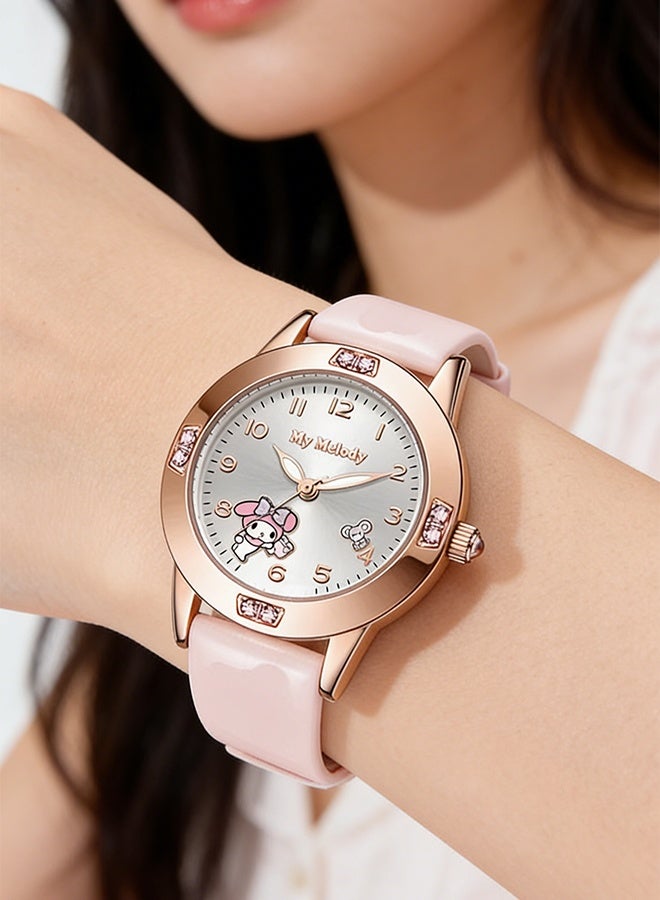 Sanrio Cartoon Sanrio Mymelody Pattern Kids Watch Children Cartoon Quartz Watches Including Cute Cat Pattern WatchesLeather Quartz Watches for Gift - Image 4