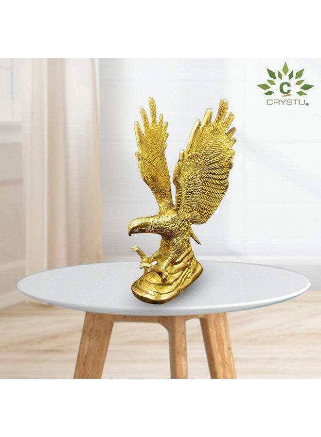 Crystu Brass Eagle Vastu Feng Shui Flying Golden Eagle Spreading Wings for Remedy for Negativity - Image 3