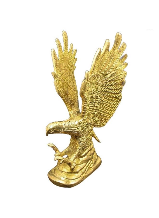 Crystu Brass Eagle Vastu Feng Shui Flying Golden Eagle Spreading Wings for Remedy for Negativity - Image 1