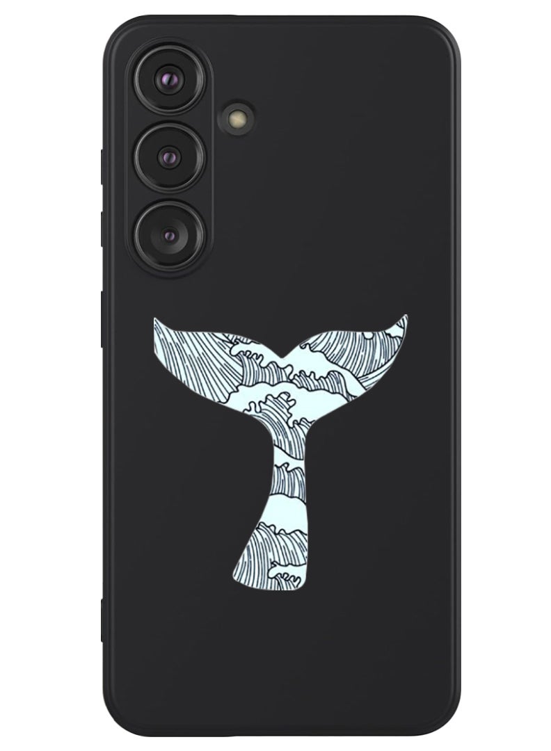 Theodor Protective Slim Fit Case Liquid Silicone Cover with Full Body Protection Anti-Scratch Shockproof Case For Samsung Galaxy S24 Plus (Black) - Whale Tail - Image 1