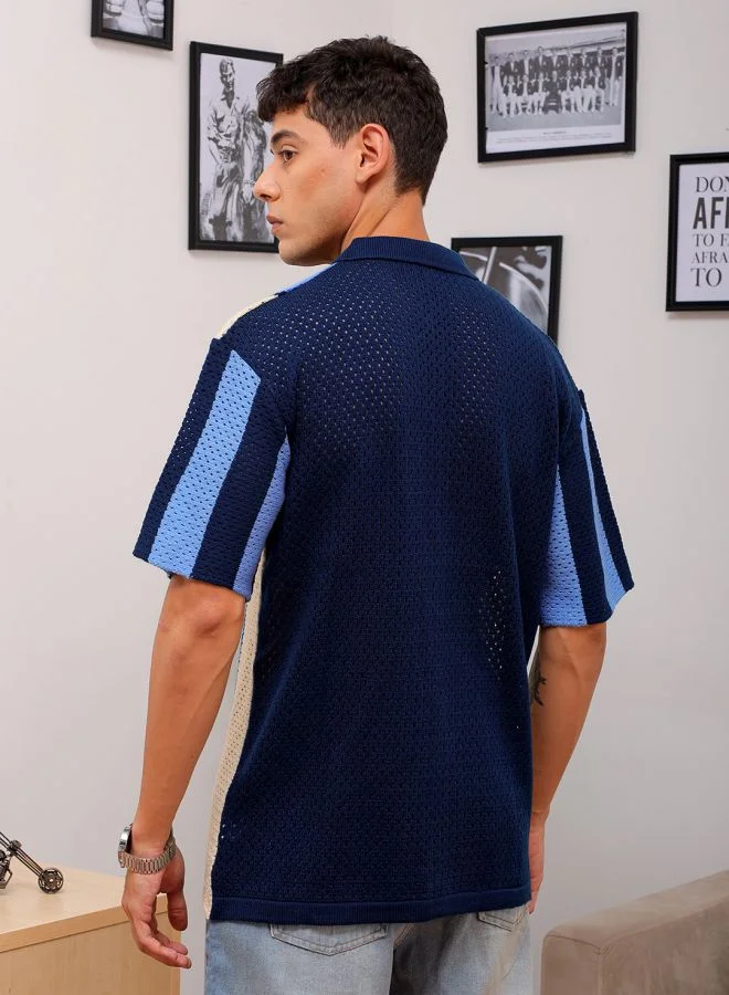 The Indian Garage Co Men Relaxed Fit Striped Half Sleeves Regular collar Casual Shirt