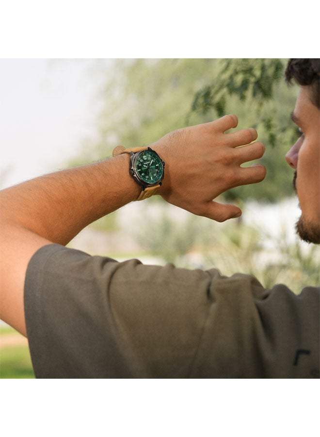 Timberland Men Williston Green Dial Leather Strap Analog Watch for Men, 48mm - Image 4