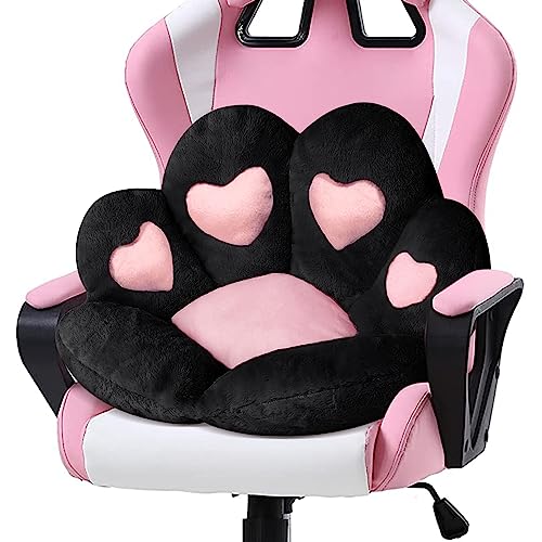 Ditucu Cat Paw Cushion Kawaii Chair Cushions 275 x 236 inch Cute Stuff HeartShaped Seat Pad Comfy Lazy Sofa Office Floor Pillow for Gaming Chairs Room Decor Black