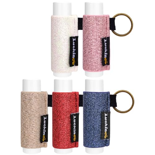 LUCKINEE 5PCS Lip Balm Holder Keychain Lip Gloss Keychain Holder Lipstick Keychain Holder Lip Balm Pouch Compatible with ChapStick Key Chain, Burt's Bees-Christmas Stocking Stuffers Gifts - Image 1
