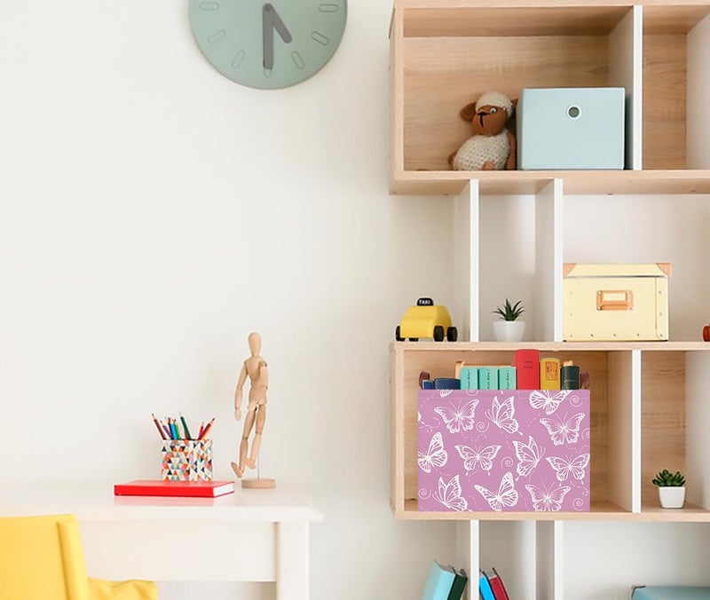 CLOCOR Rectangular Storage Basket Empty,Gift Basket,Waterproof Storage Bin with Handles,Room Decor(Purple Butterfly) - Image 5