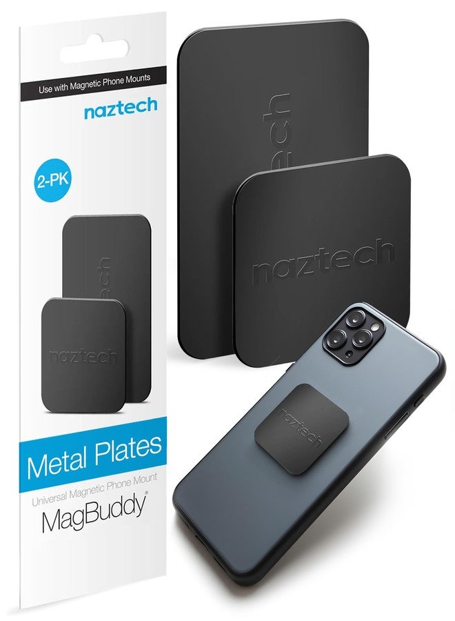 Naztech MagBuddy 2 Pack Magnet Phone Case Plate - Adhesive Metal Plate for Phone Magnet Strong Magnetic Sticker Magnetic Plates with Adhesive Backing Metal Stickers for Magnets for iPhone & Android - Image 1