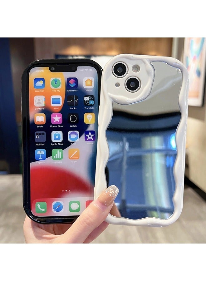 شيبشيب جراب هاتف بتصميم موجة بسيطة لهاتف آيفون 13 مع مرآة، إطار متموج من TPU ناعم، غطاء هاتف جمالي - Image 3