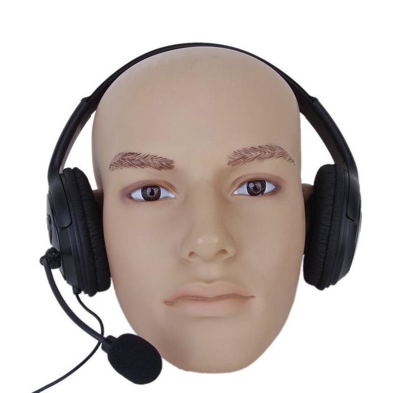 3.5mm Double Earpiece Stereo Headphone Headset Earphone with Volume Control for (Black) - Image 2
