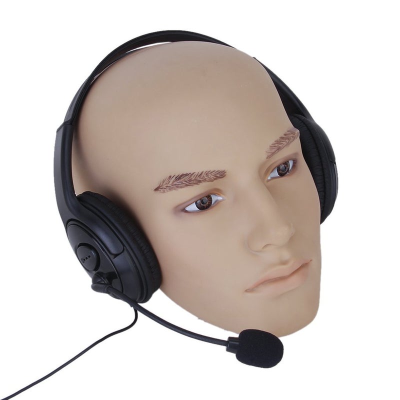 3.5mm Double Earpiece Stereo Headphone Headset Earphone with Volume Control for (Black) - Image 1
