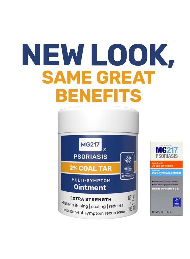 MG217 2% Coal Tar Ointment for Psoriasis, Extra Strength Multi Symptom Relief, Effectively Relieves Itching, Scaling, Redness, Vitamin A, D and E, 4 oz Jar - Image 2