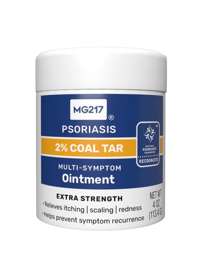 MG217 2% Coal Tar Ointment for Psoriasis, Extra Strength Multi Symptom Relief, Effectively Relieves Itching, Scaling, Redness, Vitamin A, D and E, 4 oz Jar - Image 1