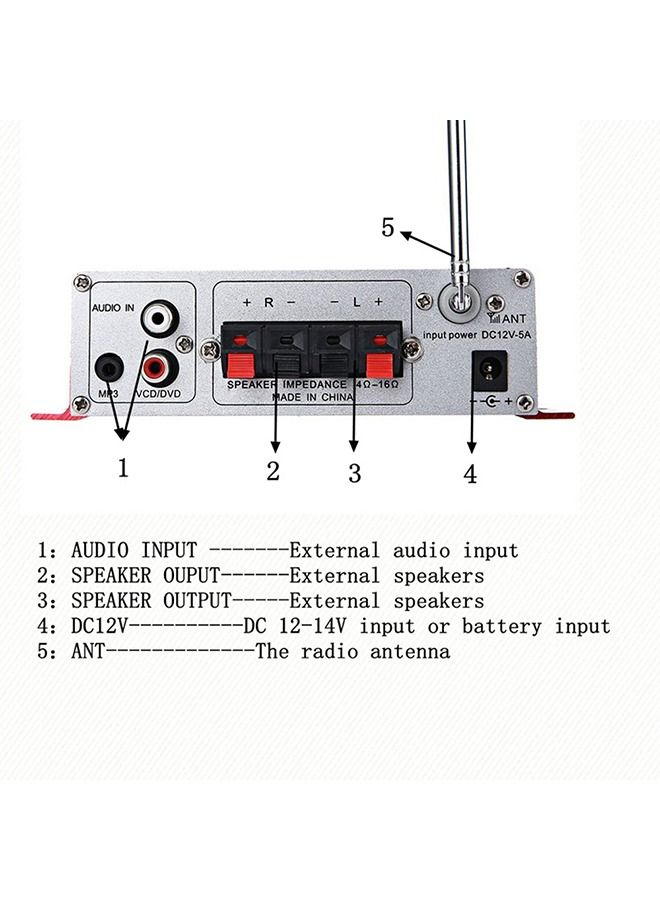 Mini BT Stereo Audio Power Amplifier Portable Sound Amp with Remote Control for Home and Car  - Image 2