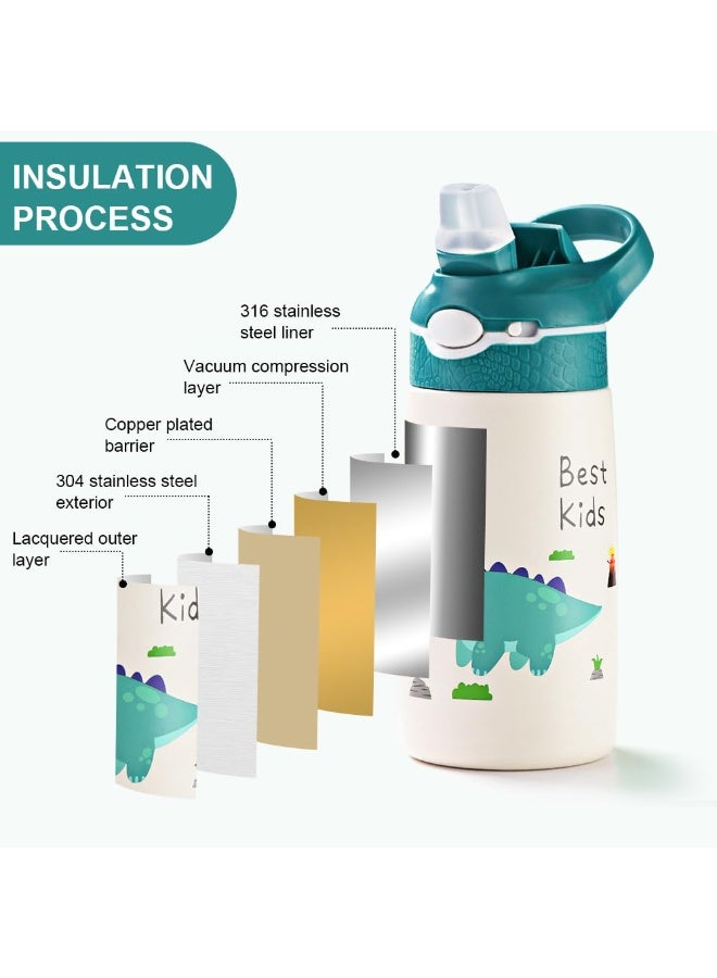 HOOKOR Kid Stainless Steel Water Bottle with Straw,Insulated Water Bottle, Double Wall Keep Hot Cold Drinks Thermos Bottle with Handle for School Boys and Girls,BPA-Free - Image 3