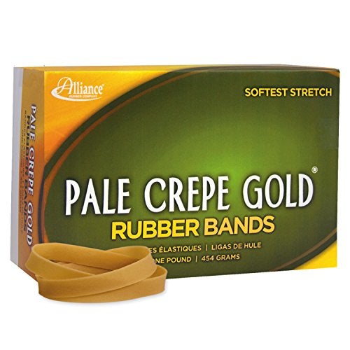 Alliance Rubber 20745 Pale Crepe Gold Rubber Bands Size #74, 1 lb Box Contains Approx. 320 Bands (3 1/2" x 3/8", Golden Crepe) - Image 2