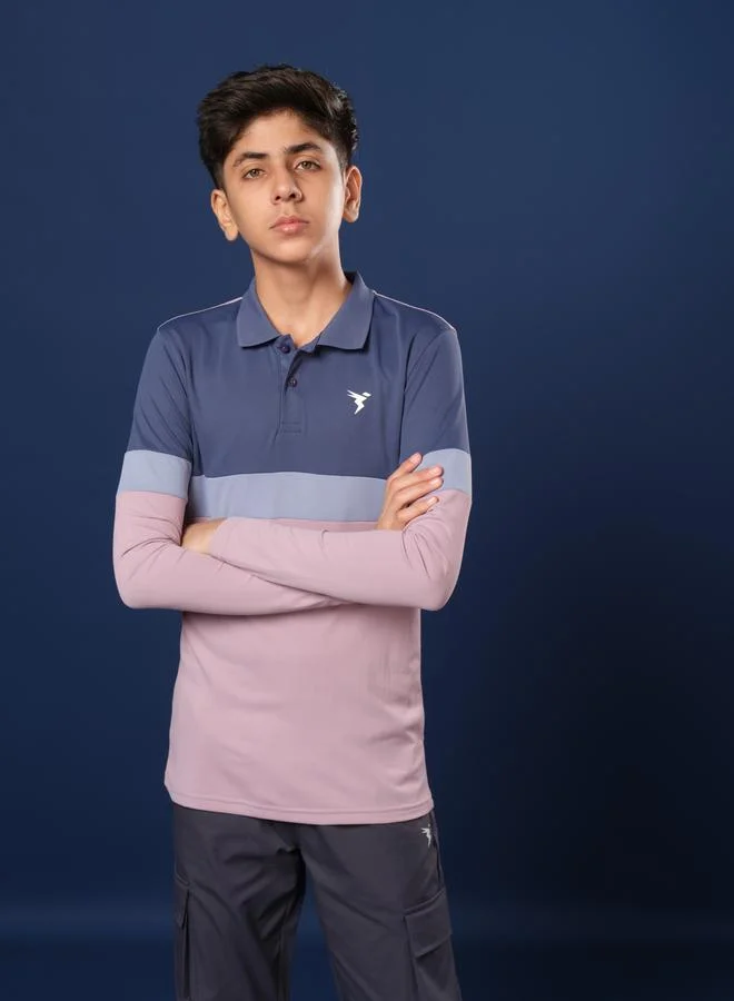 Technosport Technosport Boys Color Block Slim Fit Polo Sports T-Shirt