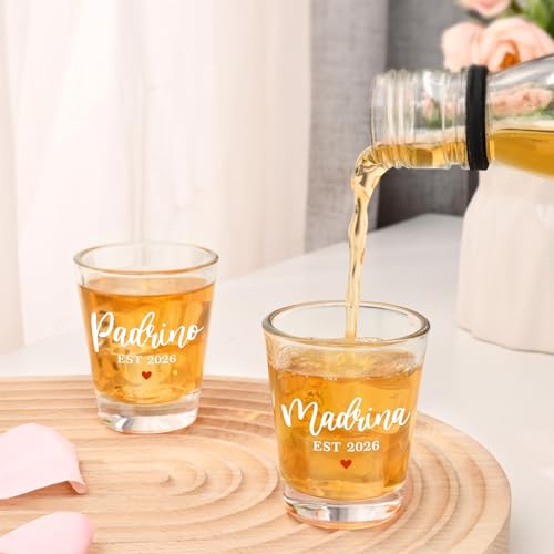 Futtumy Godparents Proposal Gift, 2OZ Padrino Madrina Est 2026 Shot Glasses, Godmother Proposal Gift, Padrinos Madrina Proposal Gifts for Godmother Godfather on Christmas Party Holiday Birthday(2 PCS) - Image 3