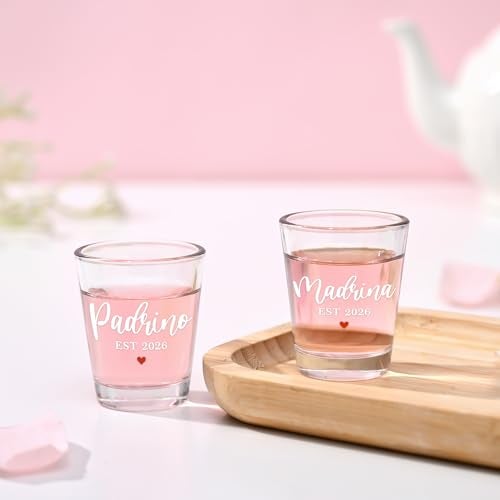 Futtumy Godparents Proposal Gift, 2OZ Padrino Madrina Est 2026 Shot Glasses, Godmother Proposal Gift, Padrinos Madrina Proposal Gifts for Godmother Godfather on Christmas Party Holiday Birthday(2 PCS) - Image 4