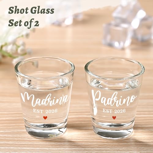 Futtumy Godparents Proposal Gift, 2OZ Padrino Madrina Est 2026 Shot Glasses, Godmother Proposal Gift, Padrinos Madrina Proposal Gifts for Godmother Godfather on Christmas Party Holiday Birthday(2 PCS) - Image 5