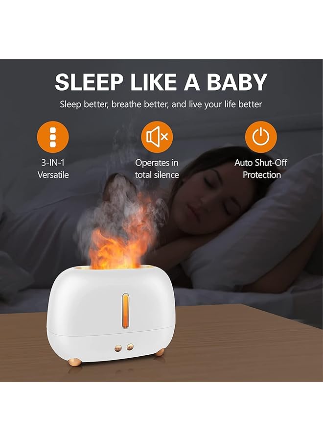 SKAFA Simulation Flame Mist Humidifier Flame Diffuser 7 Color Changing Night Lights Aromatherapy Essential Oil Diffuser For Home Office And Bedroom Auto Off 250Ml White - Image 2