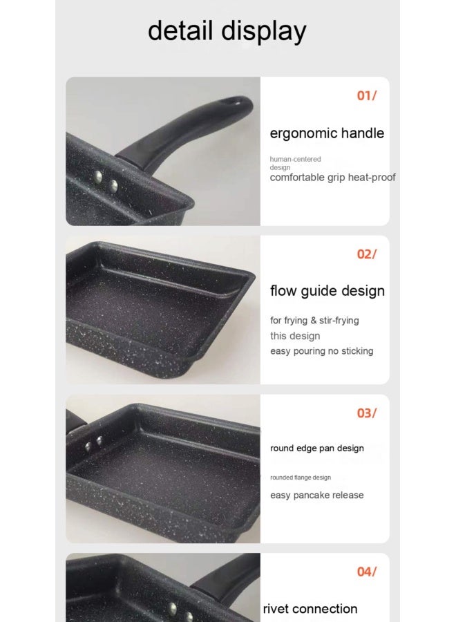 NeeMee Tamagoyaki Pan Japanese Rice Stone Pan Breakfast Pan Home Use Flat Pan Square Non-stick Pan - Image 3