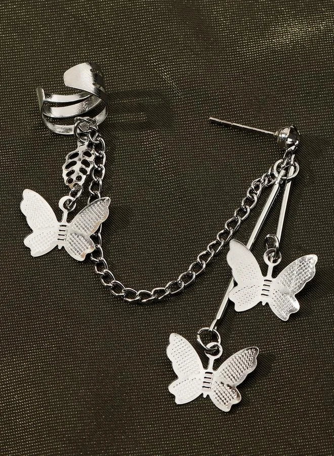 Take Two Butterfly Chain Ear Cuff and Stud Earrings