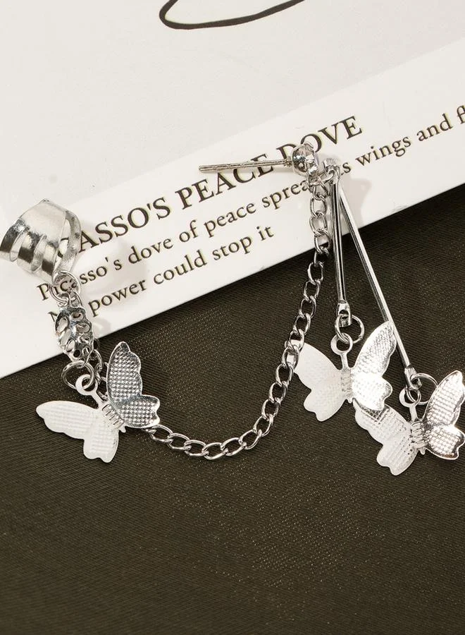 Take Two Butterfly Chain Ear Cuff and Stud Earrings